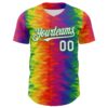 Custom Rainbow White-Grass Green Valentine's Day Gradient Pride Month Love Is Love Authentic Baseball Jersey