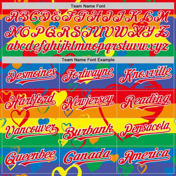 Custom Rainbow Fire Red-White Valentine's Day Love Heart Pride Month Love Is Love Authentic Baseball Jersey