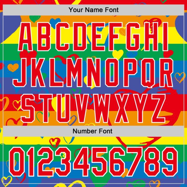 Custom Rainbow Fire Red-White Valentine's Day Love Heart Pride Month Love Is Love Authentic Baseball Jersey