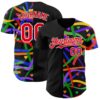 Custom Black Fire Red-White Valentine's Day Love Heart Pride Month Love Is Love Authentic Baseball Jersey