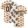 Custom Cream Brown Valentine's Day Bagel Meets Coffee Authentic Baseball Jersey