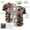 Custom Brown Light Pink-Cream Valentine's Day Bagel Meets Coffee Authentic Baseball Jersey