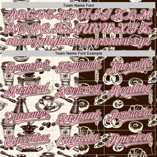 Custom Brown Light Pink-Cream Valentine's Day Bagel Meets Coffee Authentic Baseball Jersey