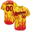 Custom Gold Red-Black 3D Pattern Design Authentic Baseball Jersey