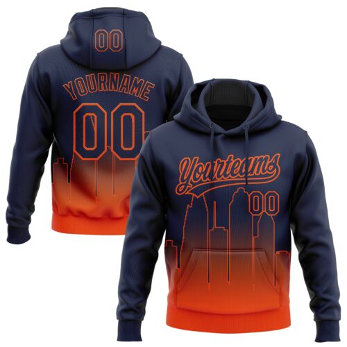 3DPattern11706 Custom Stitched Navy Orange Gradient Fashion Houston City Edition Sports Pullover Sweatshirt Hoodie