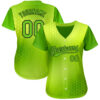 Custom Neon Green Neon Green-Black 3D Pattern Design Authentic Baseball Jersey