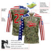 Custom Camo Red Royal-White American Flag Camouflage Hockey Lace Neck Jersey
