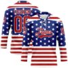 Custom White Red-Royal American Flag Hockey Lace Neck Jersey