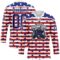 Custom White Royal-Red American Flag Hockey Lace Neck Jersey