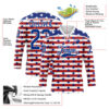 Custom White Royal-Red American Flag Hockey Lace Neck Jersey