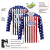 Custom White Red-Royal American Flag Hockey Lace Neck Jersey