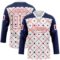 Custom White Navy-Fire Red American Flag Hockey Lace Neck Jersey