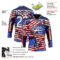 Custom Navy White Red-Royal American Flag Grunge Hockey Lace Neck Jersey