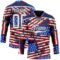 Custom Navy White Red-Royal American Flag Grunge Hockey Lace Neck Jersey