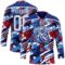 Custom Royal White-Red American Flag Hockey Lace Neck Jersey