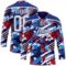 Custom Royal White-Red American Flag Hockey Lace Neck Jersey