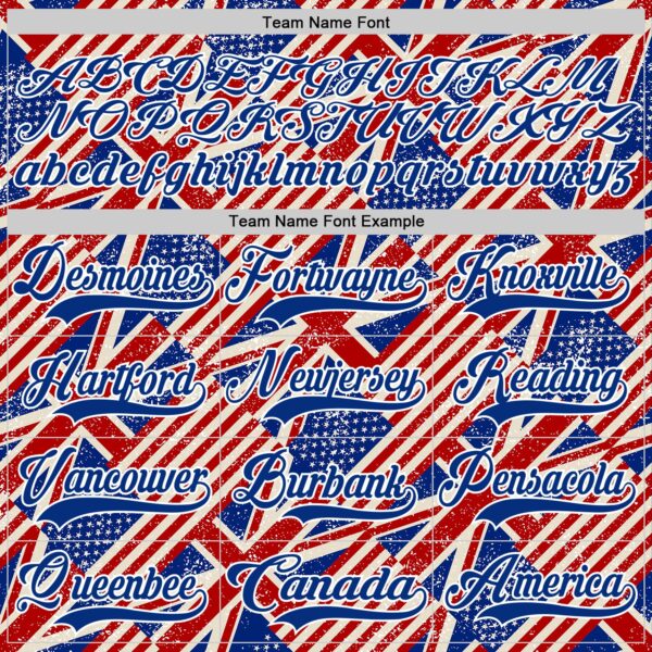 Custom Royal Red Cream-White American Flag Grunge Hockey Lace Neck Jersey
