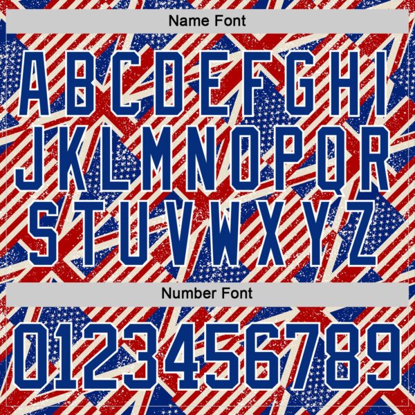 Custom Royal Red Cream-White American Flag Grunge Hockey Lace Neck Jersey