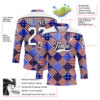 Custom White Royal Red-Black American Flag Hockey Lace Neck Jersey