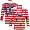 Custom White Navy Red-White American Flag Hockey Lace Neck Jersey