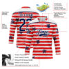 Custom White Navy Red-White American Flag Hockey Lace Neck Jersey