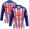 Custom Royal Fire Red-White American Flag Hockey Lace Neck Jersey