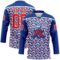 Custom Royal Fire Red-White American Flag Hockey Lace Neck Jersey