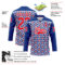 Custom Royal Fire Red-White American Flag Hockey Lace Neck Jersey
