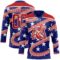 Custom Royal Red-White American Flag Hockey Lace Neck Jersey