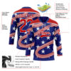 Custom Royal Red-White American Flag Hockey Lace Neck Jersey