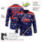 Custom Blue Red-White American Flag Hockey Lace Neck Jersey