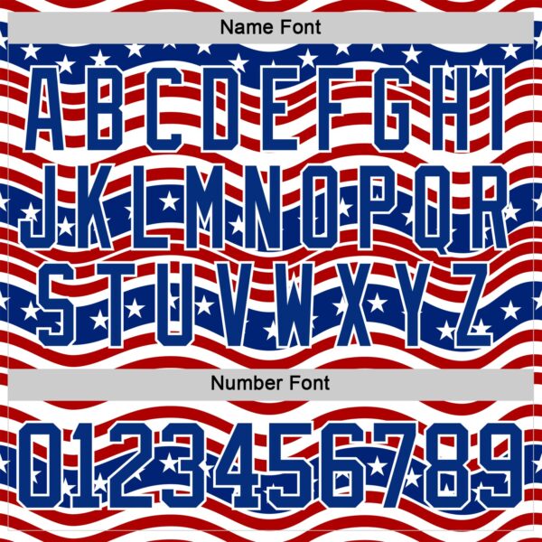 Custom White Royal-Red American Flag Hockey Lace Neck Jersey