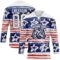 Custom White Red-Navy American Flag Painted Hockey Lace Neck Jersey
