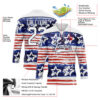 Custom White Red-Navy American Flag Painted Hockey Lace Neck Jersey