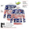Custom White Red-Navy American Flag Painted Hockey Lace Neck Jersey