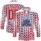 Custom White Fire Red-Blue American Flag Hockey Lace Neck Jersey