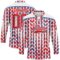 Custom White Fire Red-Blue American Flag Hockey Lace Neck Jersey
