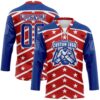 Custom Red Royal-White American Flag Hockey Lace Neck Jersey
