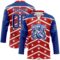 Custom Red Royal-White American Flag Hockey Lace Neck Jersey