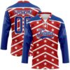 Custom Red Royal-White American Flag Hockey Lace Neck Jersey