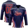 Custom Navy Red Royal-White American Flag Hockey Lace Neck Jersey