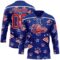 Custom Royal Red-White American Flag Hockey Lace Neck Jersey