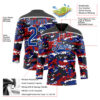 Custom Camo Royal Black-White American Flag Digital Camouflage Hockey Lace Neck Jersey