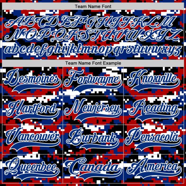 Custom Camo Royal Black-White American Flag Digital Camouflage Hockey Lace Neck Jersey