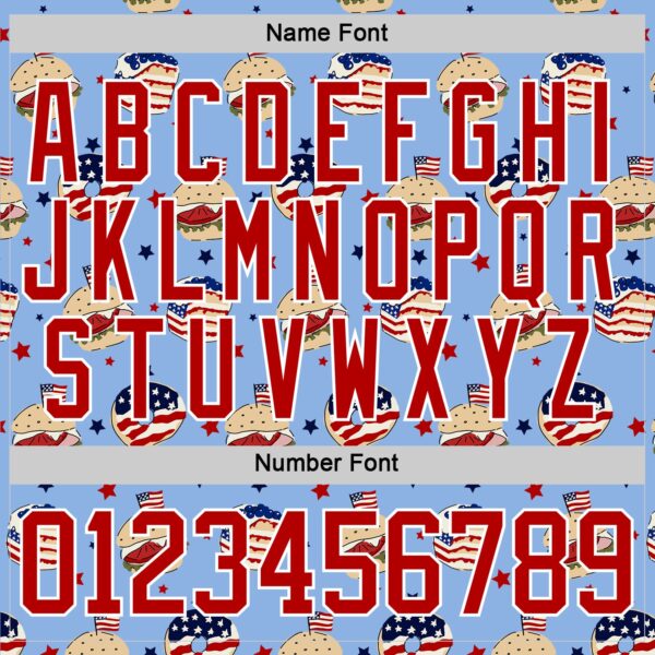 Custom Light Blue Red-White American Flag Hockey Lace Neck Jersey