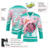 Custom Aqua White-Pink Foodie Funny Ice Cream Hockey Lace Neck Jersey