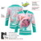 Custom Aqua White-Pink Foodie Funny Ice Cream Hockey Lace Neck Jersey