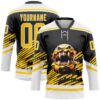 Custom Black Yellow-White Foodie Funny Hamberger Hockey Lace Neck Jersey