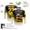 Custom Black Yellow-White Foodie Funny Hamberger Hockey Lace Neck Jersey