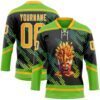 Custom Aurora Green Gold Black-White Foodie Funny Fries Hockey Lace Neck Jersey